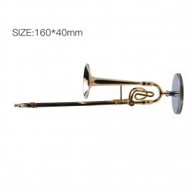 Mini Trombone With Stand Base Musical Instrument Goldplated Miniature Trombone
