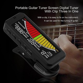 FMT-209 Portable Guitar Tuner Screen Digital Tuner With Clip Three In One