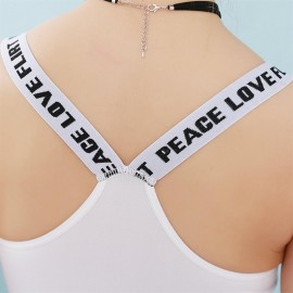 English Letter Tape Wrapped Chest Seamless Steel Ring Free A Sports Bra