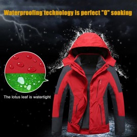 Inner Fleece Waterproof Hooded Jacket Outdoor Sport Coat with Detachable Inner