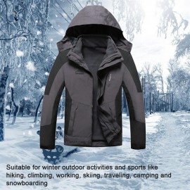 Inner Fleece Waterproof Hooded Jacket Outdoor Sport Coat with Detachable Inner